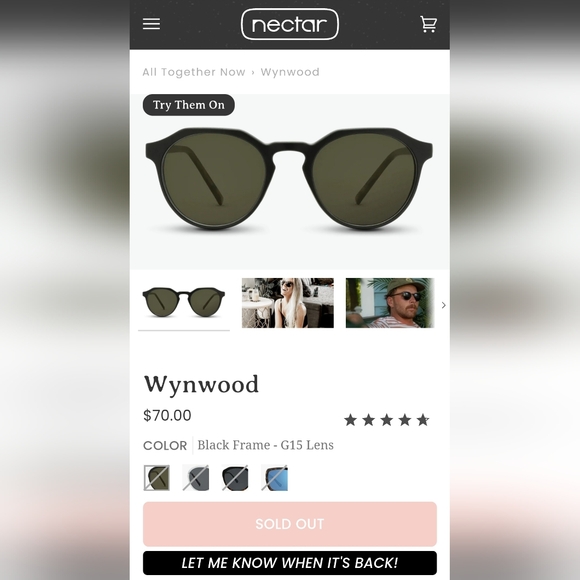 Wynwood Sunglasses New/Unused - Picture 2 of 3